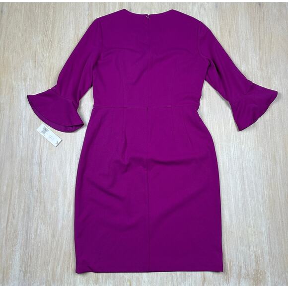 NWT Donna Morgan Fuchsia Bell Sleeve Office Cocktail Vibrant Sheath Dress 8 - Picture 10 of 16
